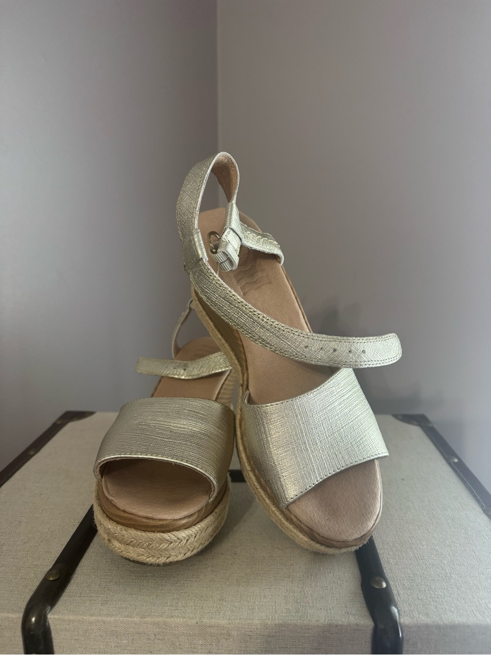 Sperry Metallic Gold Wedge Sandals